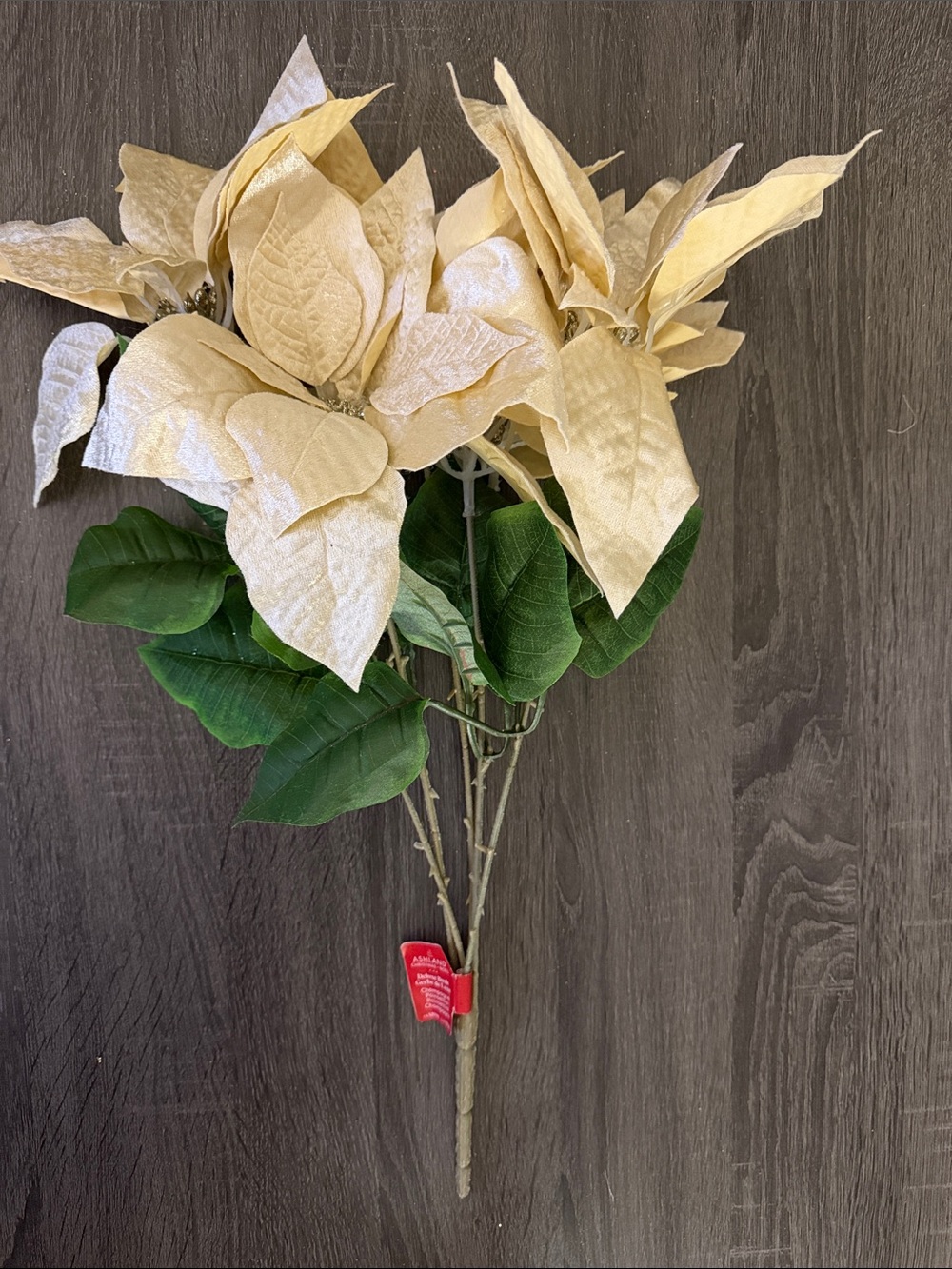 Champagne Poinsettia Holiday Deluxe Bush - Artificial Floral